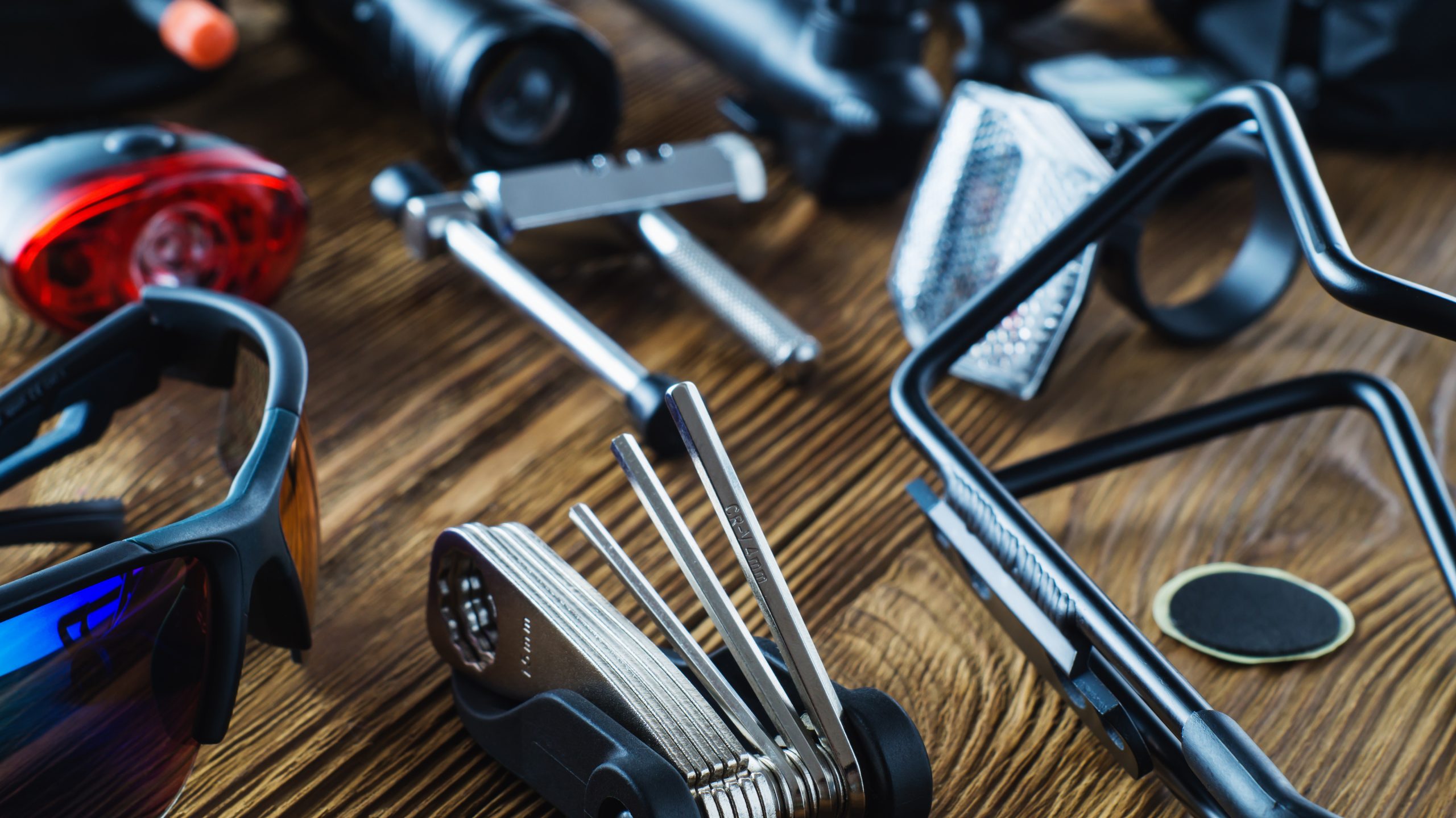 a close up of bikepacking tools